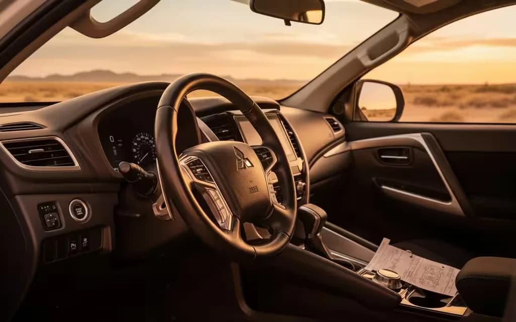 Mitsubishi Montero 2023 interior view showing trim – rental in Dubai