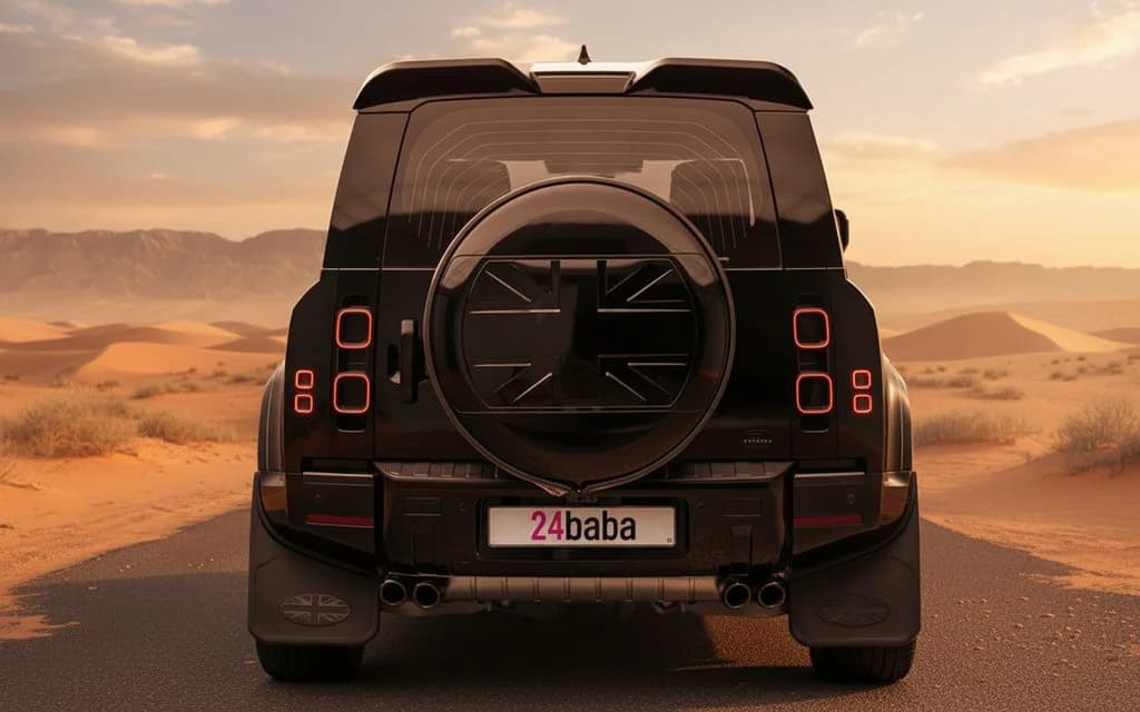 LandRover Defender 2025 Black rear view showing taillights