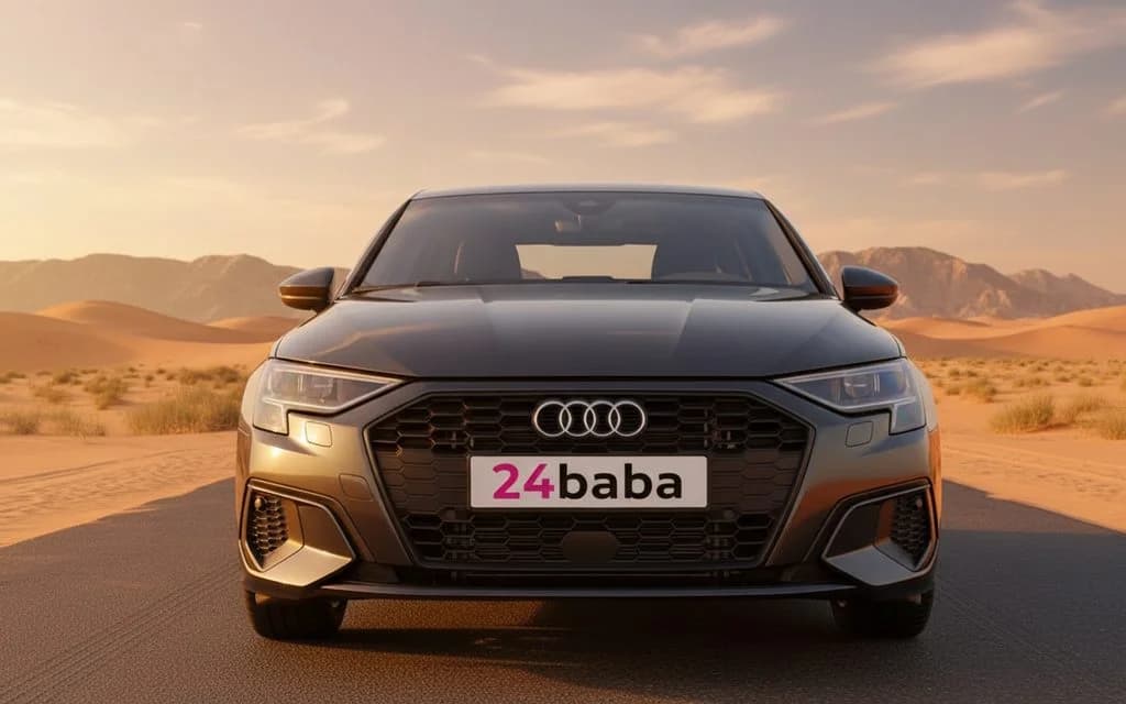 Audi A3 2022 Black front view with headlights