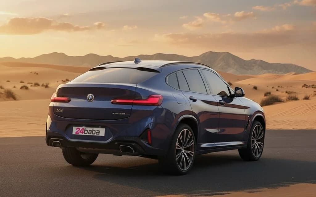 Bmw X4 2023 Blue rear view showing taillights – rental in Dubai