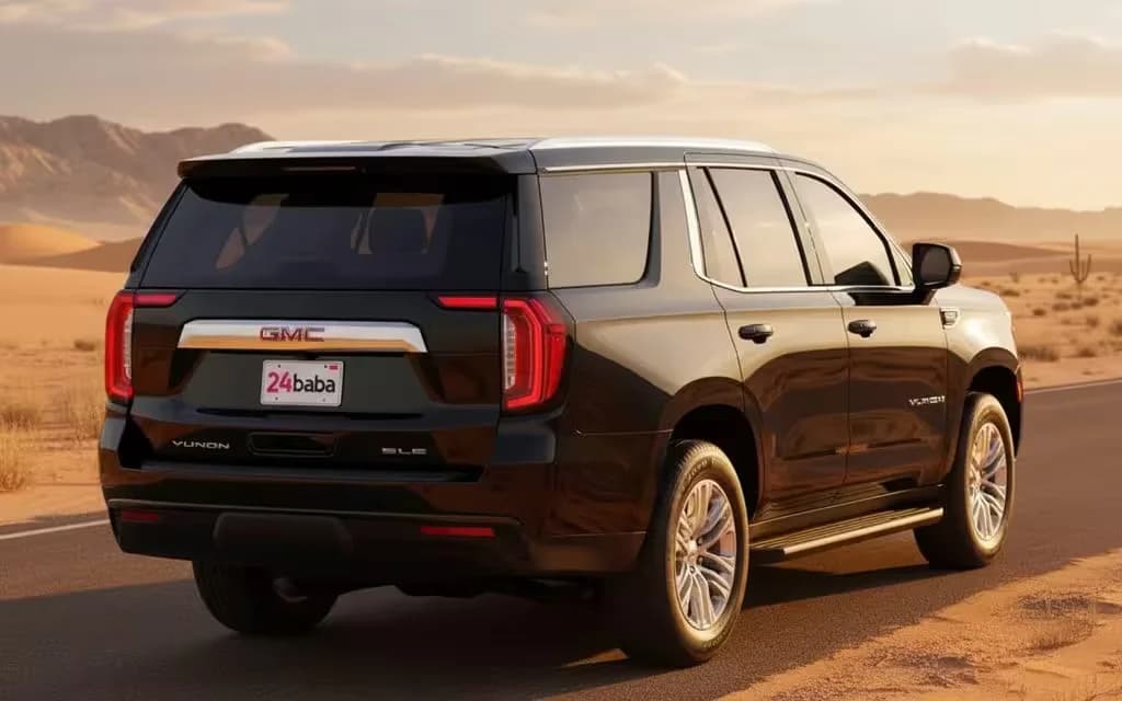 Gmc Yukon 2021 Black rear view showing taillights – rental in Dubai
