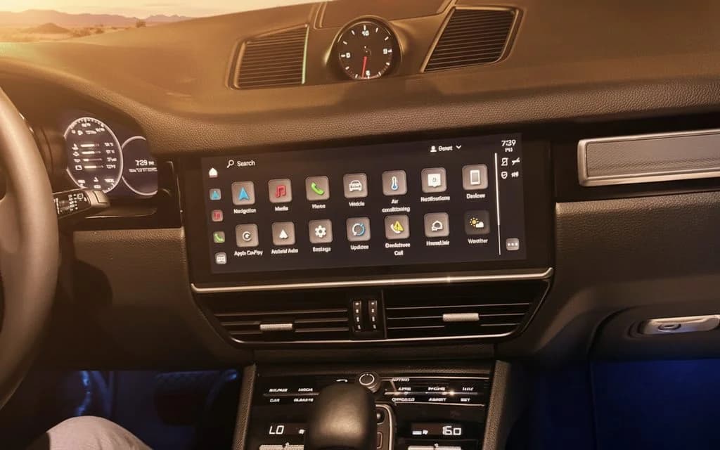 Porsche Cayenne 2023 dashboard and infotainment – rental in Dubai