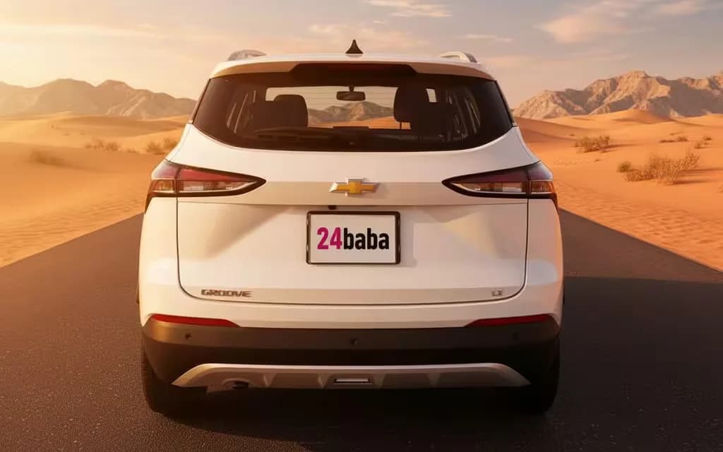 Chevrolet Groove 2025 White rear view showing taillights – rental in Dubai