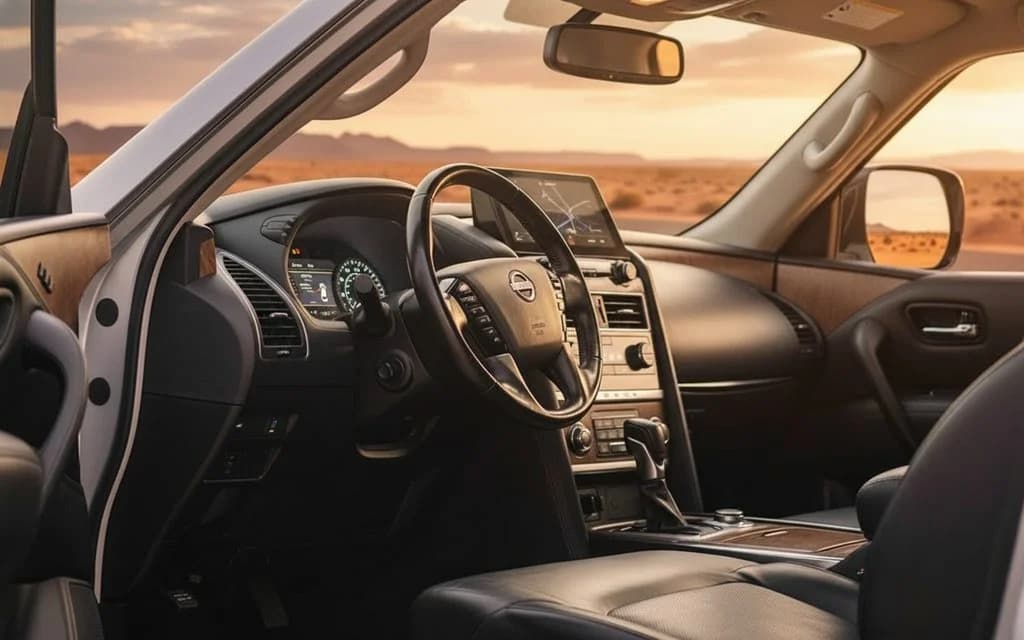 Nissan Armada 2023 interior view showing trim – rental in Dubai