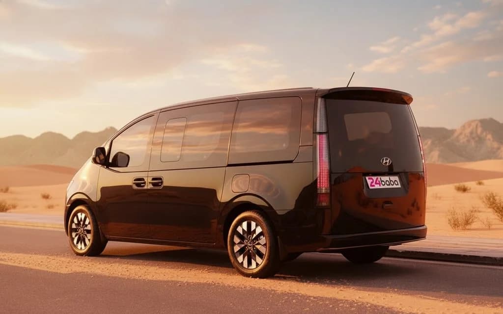 Hyundai Staria 2024 Black rear view showing taillights – rental in Dubai