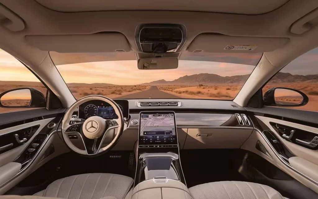 Mercedes S500 2021 dashboard and infotainment – rental in Dubai