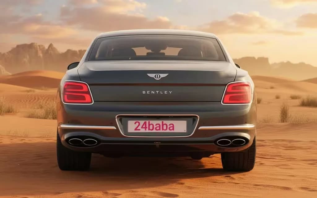 Bentley ContinentalFlyingSpur 2024 Grey rear view showing taillights – rental in Dubai