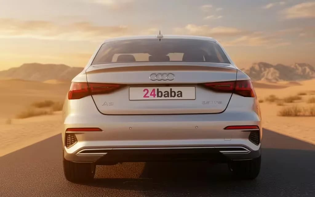 Audi A3 2024 Silver rear view showing taillights