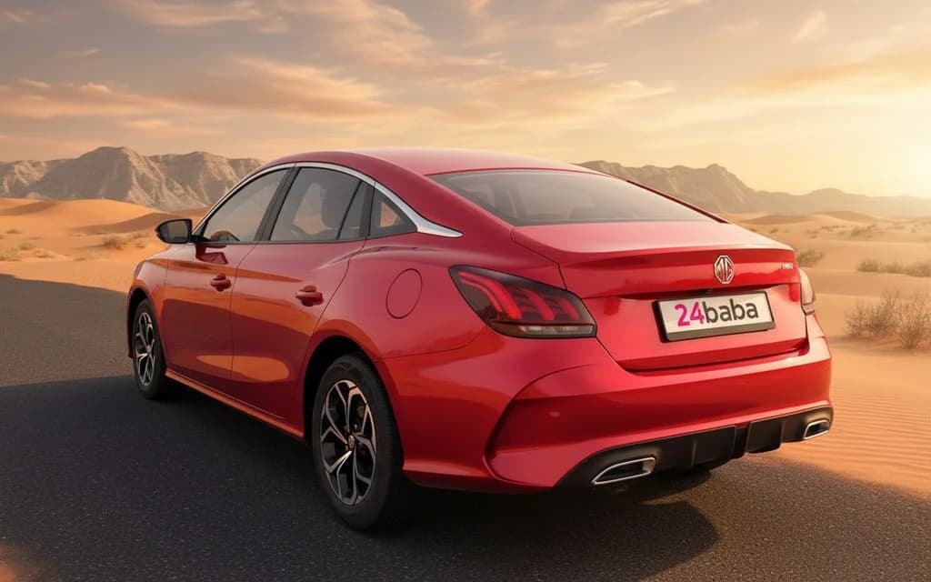 Mg Gt 2024 Red rear view showing taillights – rental in Dubai