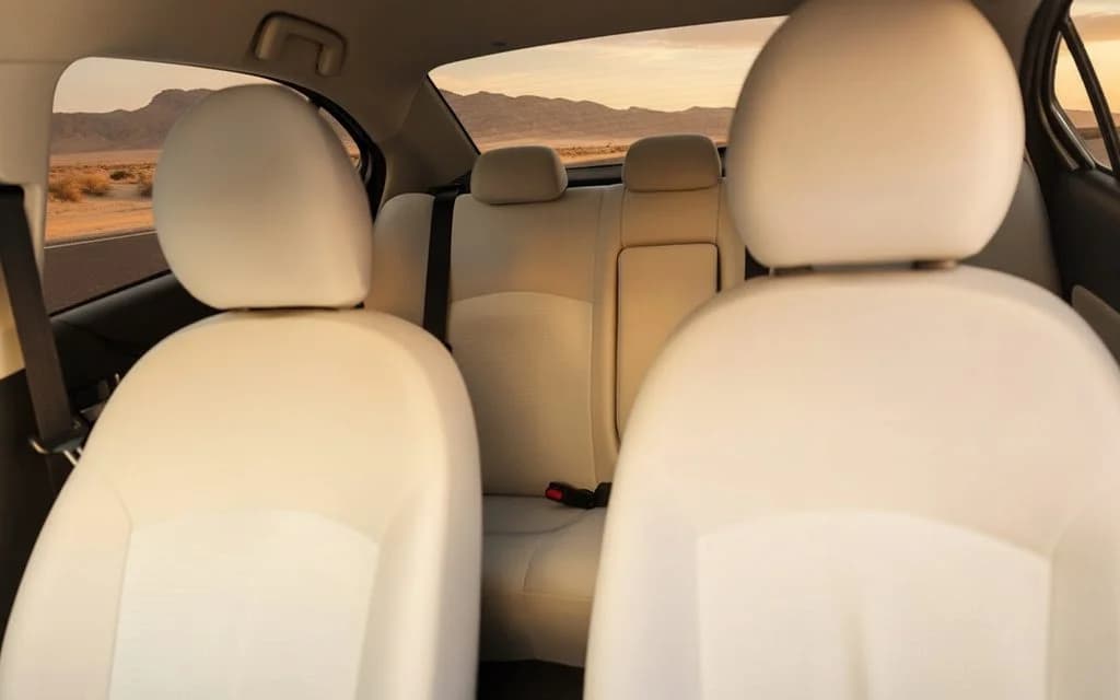Mitsubishi Attrage 2021 leather seats and cabin – rental in Dubai