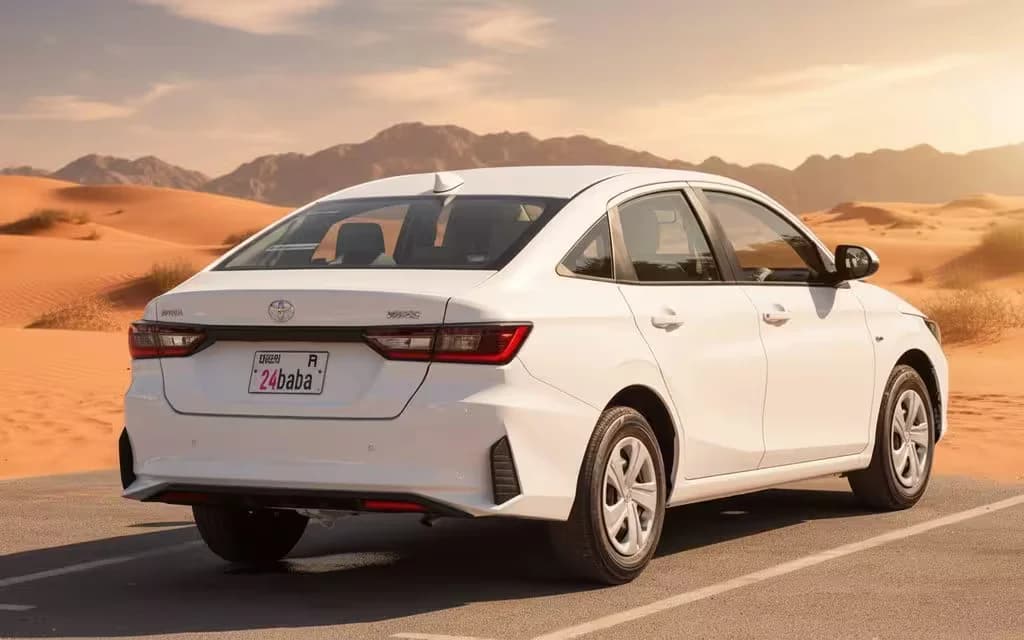Toyota Yaris 2023 Silver rear view showing taillights – rental in Dubai