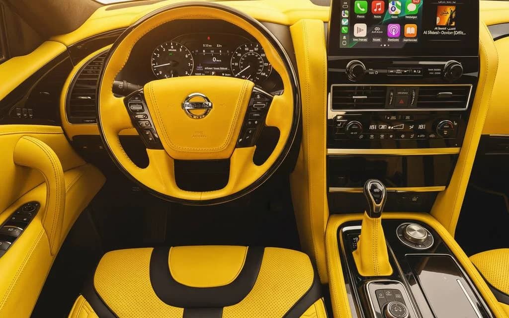 Nissan Patrol 2023 interior view showing trim – rental in Dubai