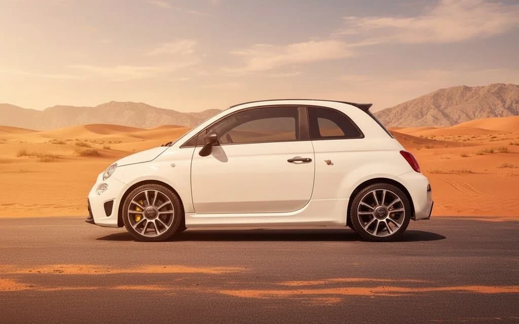 Fiat 500 2023 White side profile – rental in Dubai