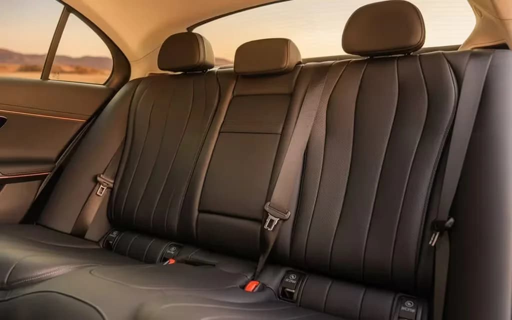Mercedes E200 2025 leather seats and cabin – rental in Dubai