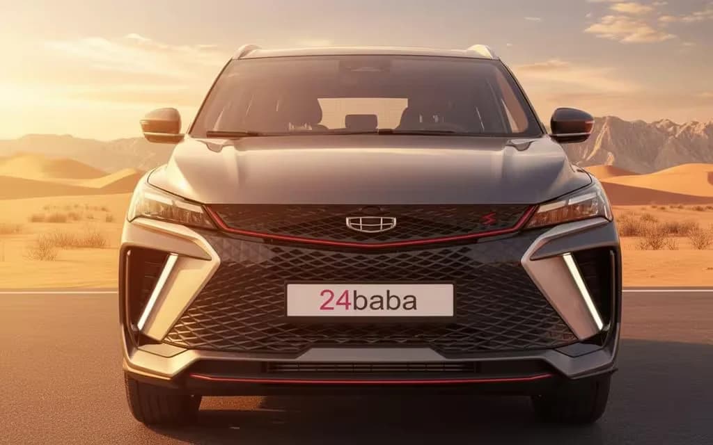 Geely Coolray 2025 Grey front view with headlights – rental in Dubai