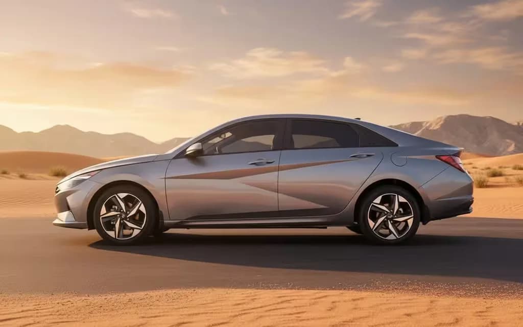 Hyundai Elantra 2023 Silver side profile – rental in Dubai
