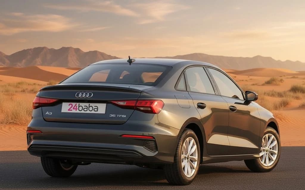 Audi A3 2022 Black rear view showing taillights