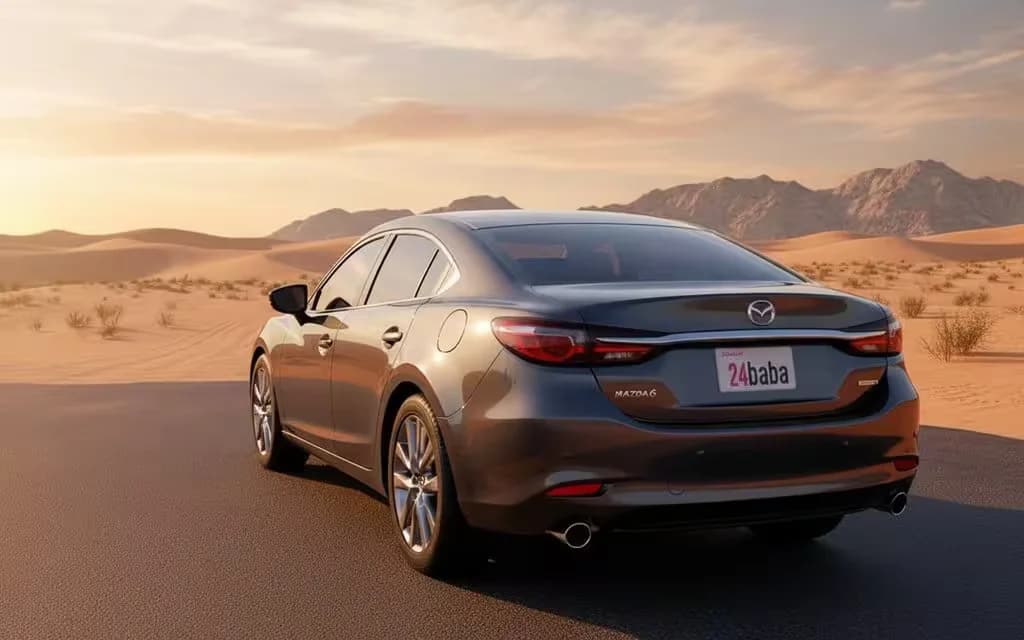 Mazda 6 2024 Grey rear view showing taillights – rental in Dubai