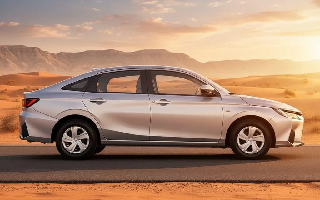 Toyota Yaris 2023 Silver side profile – rental in Dubai