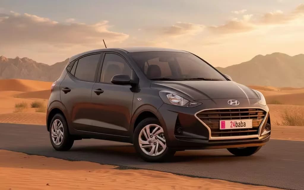 Hyundai GrandI10 2023 Grey cover image – rental in Dubai