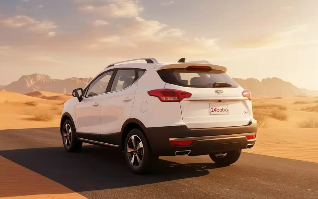 Jac S3 2024 White rear view showing taillights – rental in Dubai