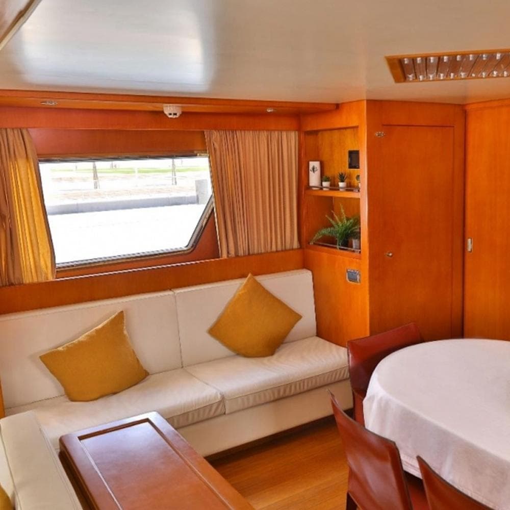 Premium seating area on San Lorenzo 82ft yacht