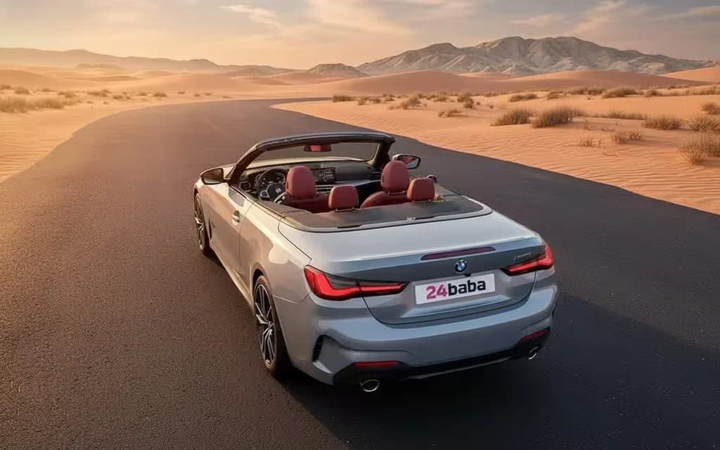 Bmw 420 2024 Silver rear view showing taillights – rental in Dubai