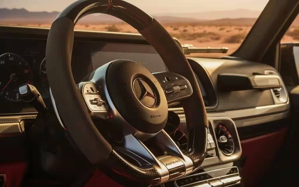 Mercedes G63 2020 interior view showing trim – rental in Dubai