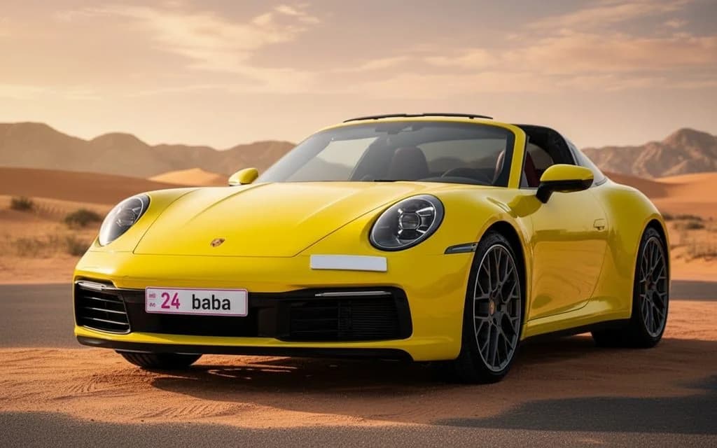 Porsche 911 2022 Yellow - rent convertible in dubai