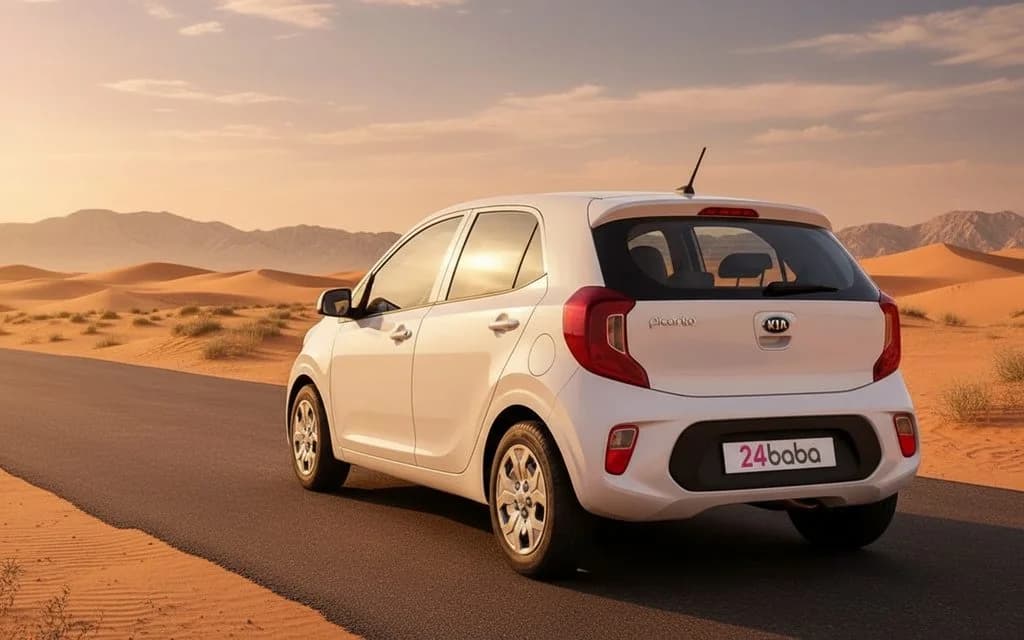 Kia Picanto 2021 White rear view showing taillights