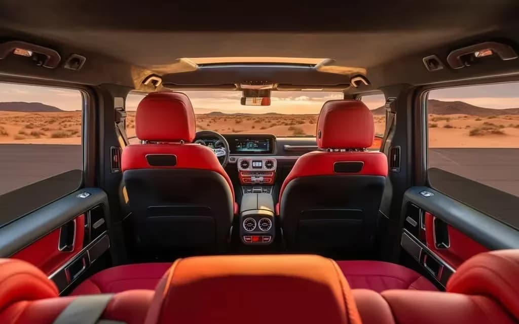 Mercedes G63 2023 interior view showing trim – rental in Dubai