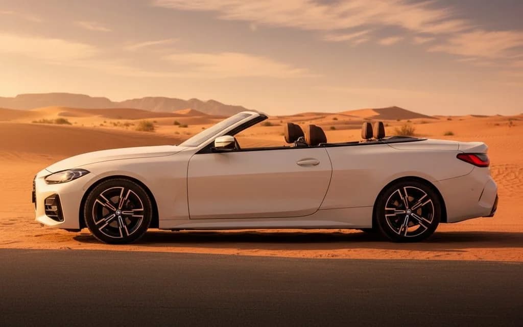Bmw 420 2023 White side profile – rental in Dubai