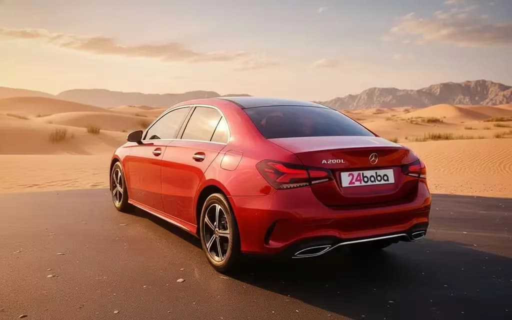Mercedes A200 2023 Red rear view showing taillights
