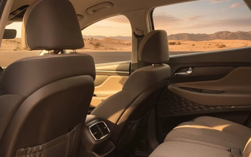 Hyundai SantaFe 2022 leather seats and cabin – rental in Dubai