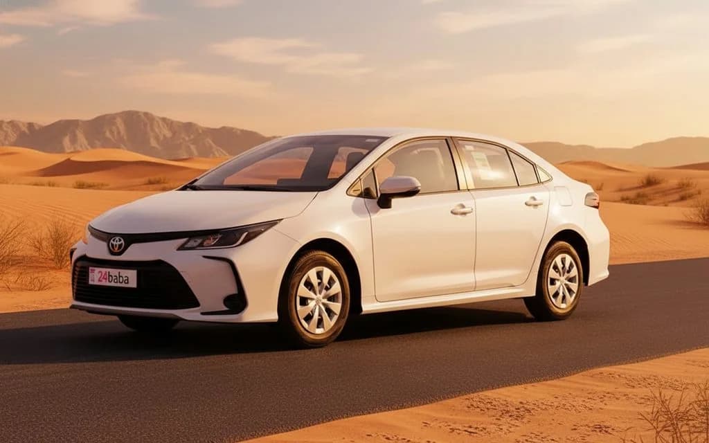 Toyota Corolla 2024 White side profile – rental in Dubai