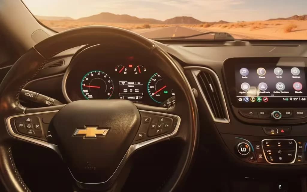 Chevrolet Malibu 2022 dashboard and infotainment – rental in Dubai