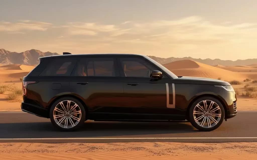 LandRover RangeRoverVogue 2024 Black side profile – rental in Dubai