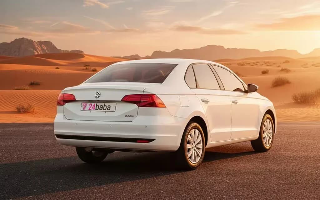 Volkswagen Bora 2022 White rear view showing taillights – rental in Dubai