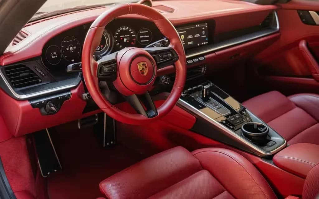 Porsche 911 2023 interior view showing trim – rental in Dubai