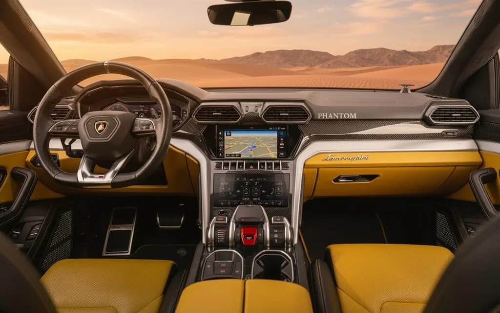 Lamborghini Urus 2021 interior view showing trim – rental in Dubai