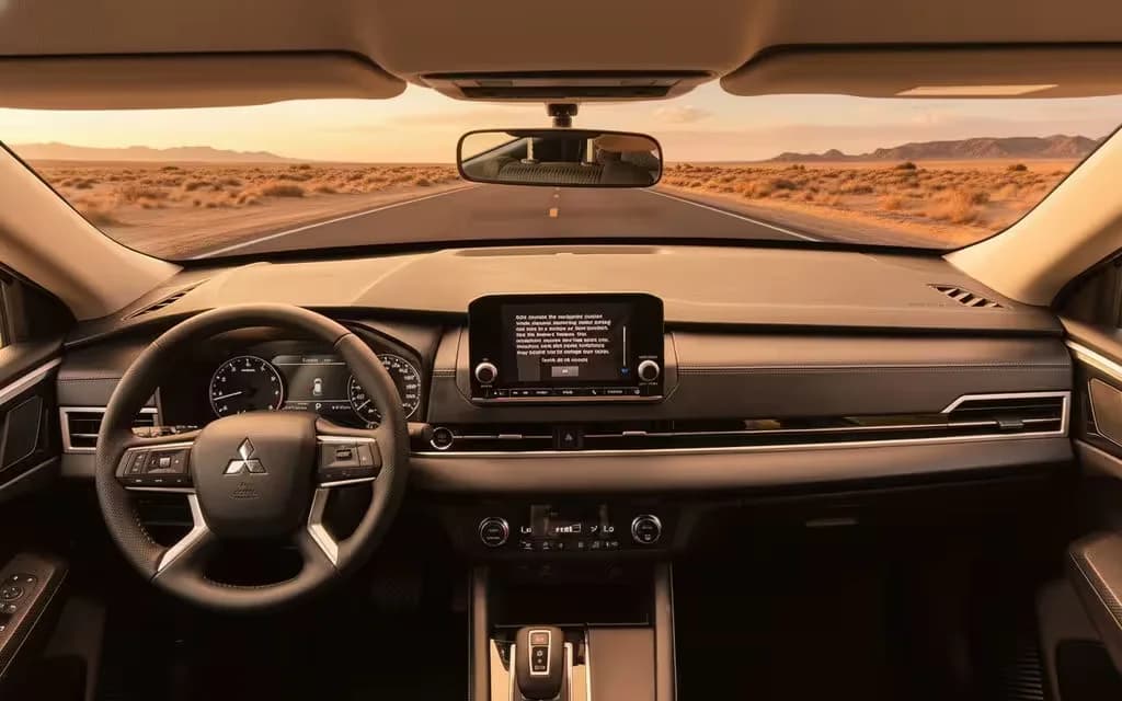 Mitsubishi Outlander 2025 interior view showing trim – rental in Dubai