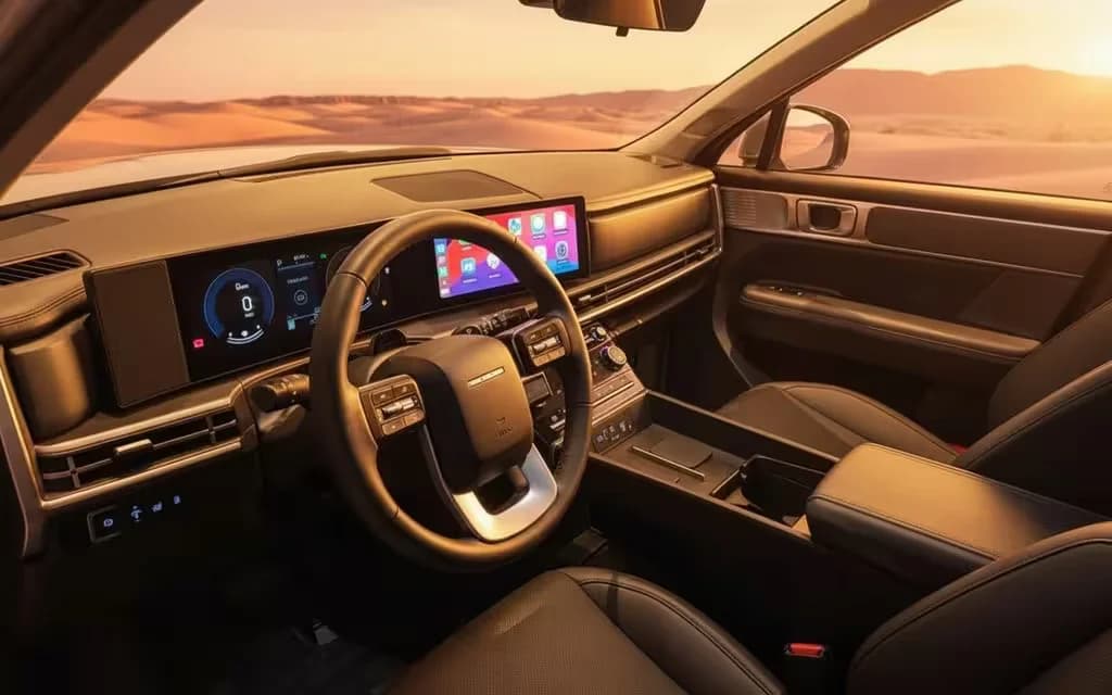 Hyundai SantaFe 2024 interior view showing trim – rental in Dubai