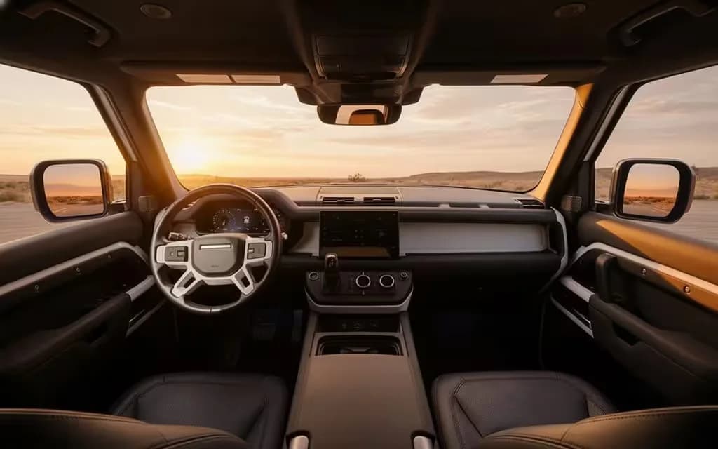 LandRover Defender 2022 dashboard and infotainment – rental in Dubai