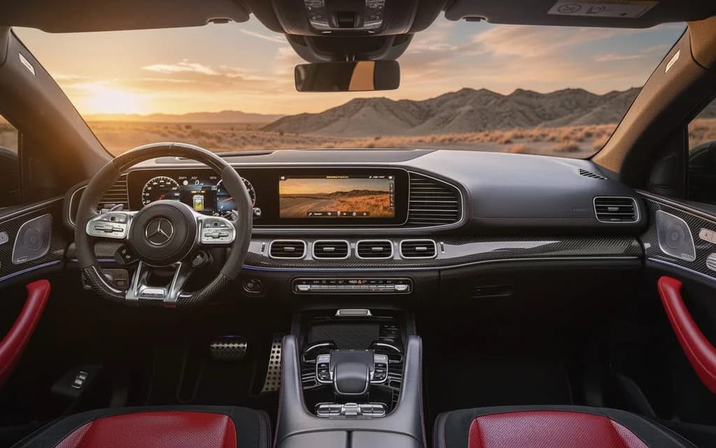 Mercedes Gle63 2021 interior view showing trim – rental in Dubai