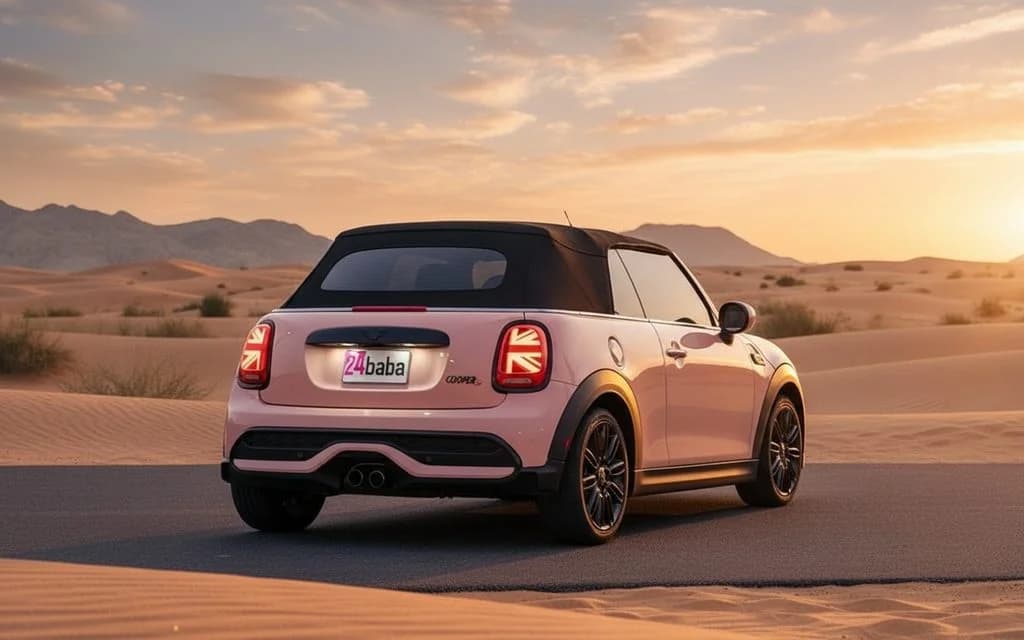 Mini Cooper 2023 within rear view showing taillights