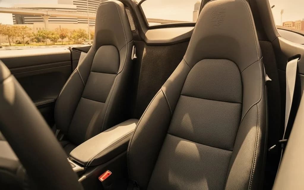 Porsche Boxster 2024 leather seats and cabin – rental in Dubai