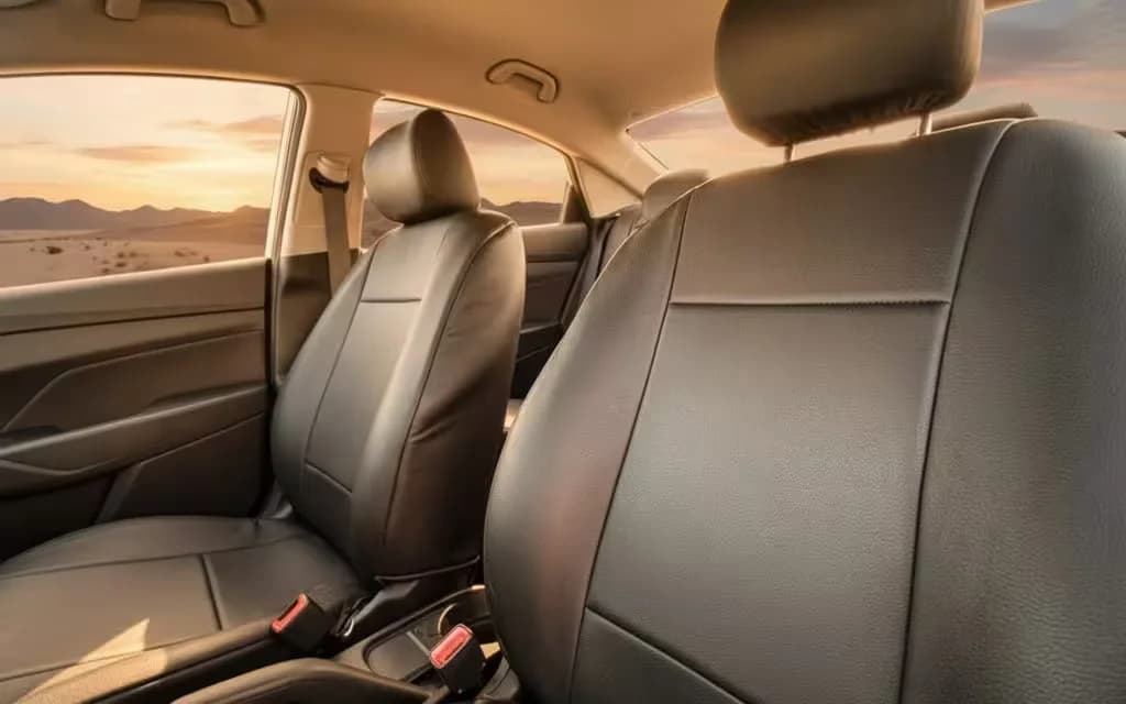 Hyundai Accent 2025 leather seats and cabin – rental in Dubai