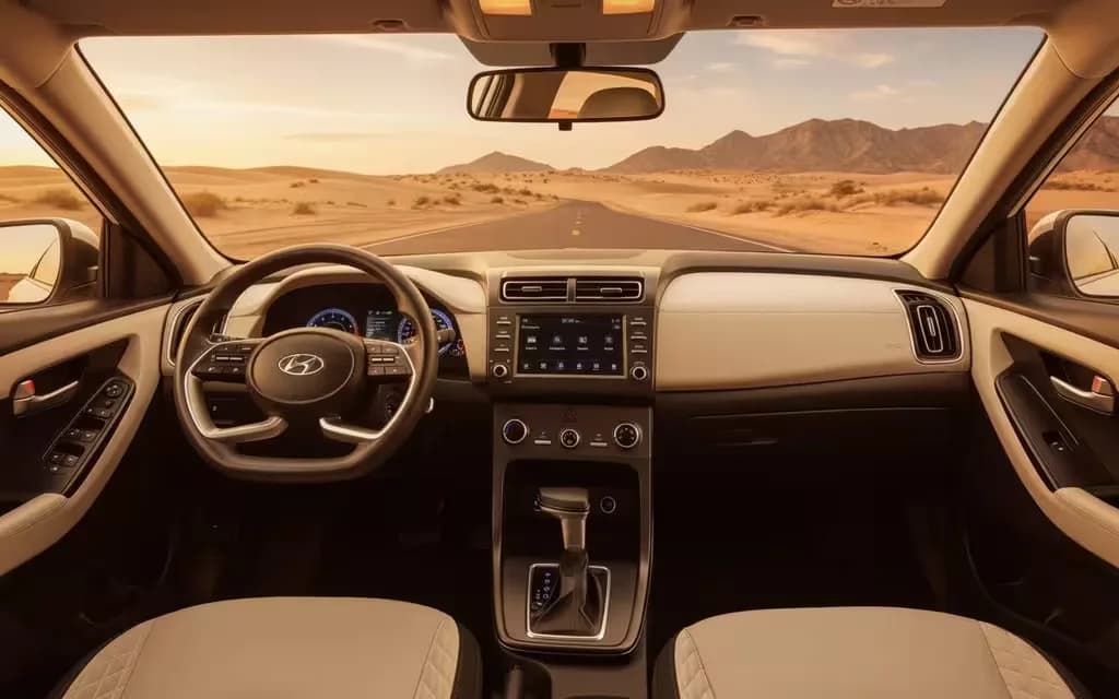 Hyundai Creta 2022 dashboard and infotainment – rental in Dubai