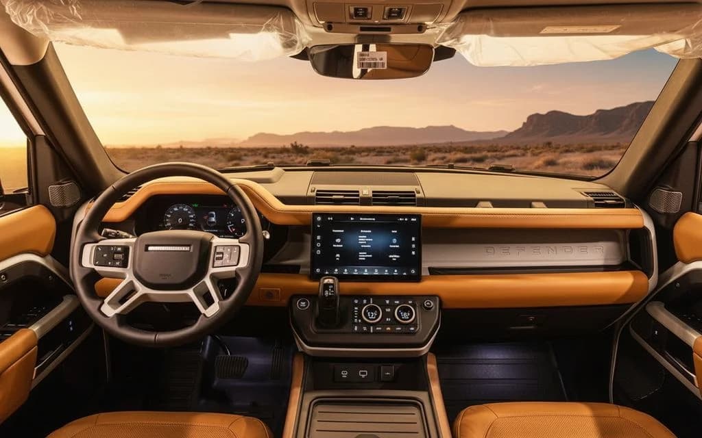 LandRover Defender 2024 interior view showing trim – rental in Dubai