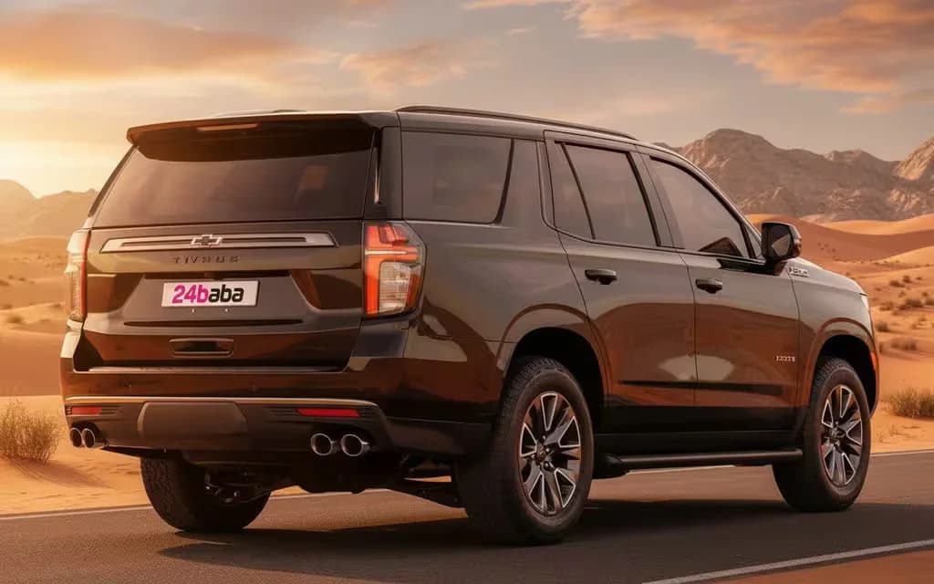 Chevrolet Tahoe 2022 Black rear view showing taillights – rental in Dubai